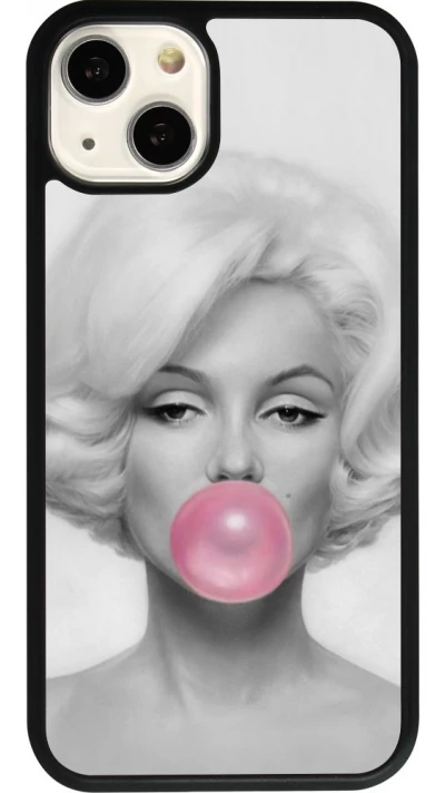 Coque iPhone 13 - Silicone rigide noir Marilyn Bubble