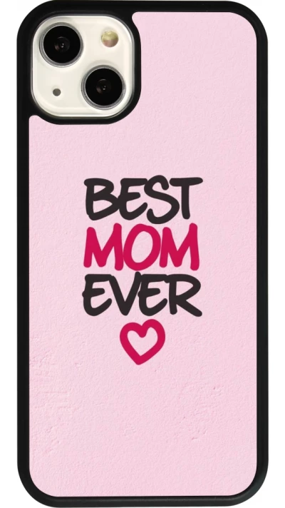 Coque iPhone 13 - Silicone rigide noir Mom 2023 best Mom ever pink