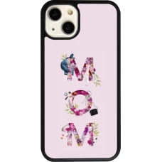 Coque iPhone 13 - Silicone rigide noir Mom 2024 girly mom