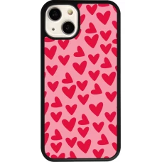 Coque iPhone 13 - Silicone rigide noir Mom 2024 petits coeurs