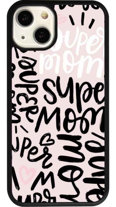 Coque iPhone 13 - Silicone rigide noir Mom 2024 Super mom