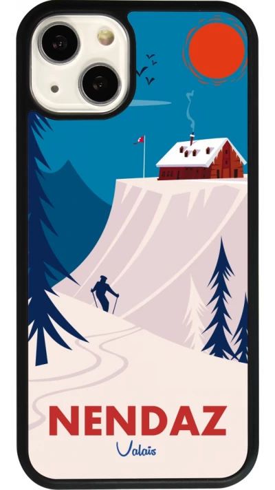 Coque iPhone 13 - Silicone rigide noir Nendaz Cabane Ski