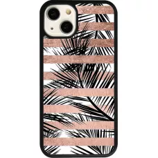 iPhone 13 Case Hülle - Silikon schwarz Palm trees gold stripes