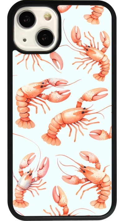 Coque iPhone 13 - Silicone rigide noir Pattern de homards pastels