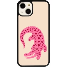 Coque iPhone 13 - Silicone rigide noir Pink crocodile 2026