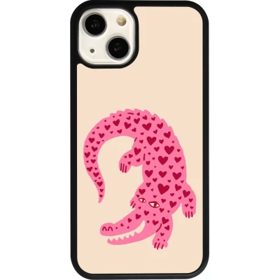 Coque iPhone 13 - Silicone rigide noir Pink crocodile 2026