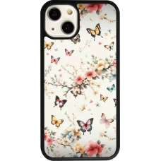 Coque iPhone 13 - Silicone rigide noir Spring 25 Papillons Légers