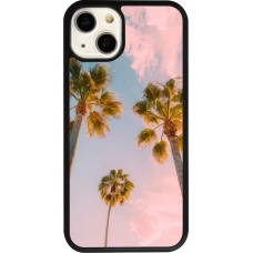 Coque iPhone 13 - Silicone rigide noir Summer 2025 Palmiers