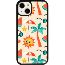 Coque iPhone 13 - Silicone rigide noir Summer 2025 Pattern soleil