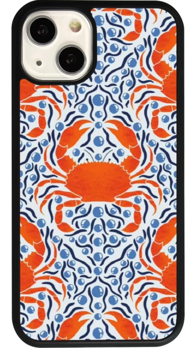 Coque iPhone 13 - Silicone rigide noir Crabs and pearls Summer 2026