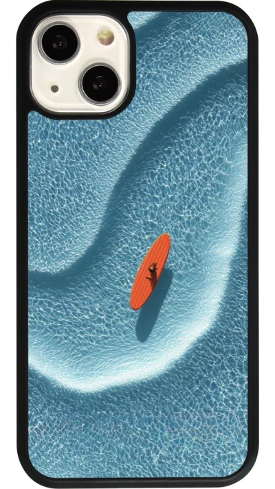 Coque iPhone 13 - Silicone rigide noir Orange surf Summer 2026