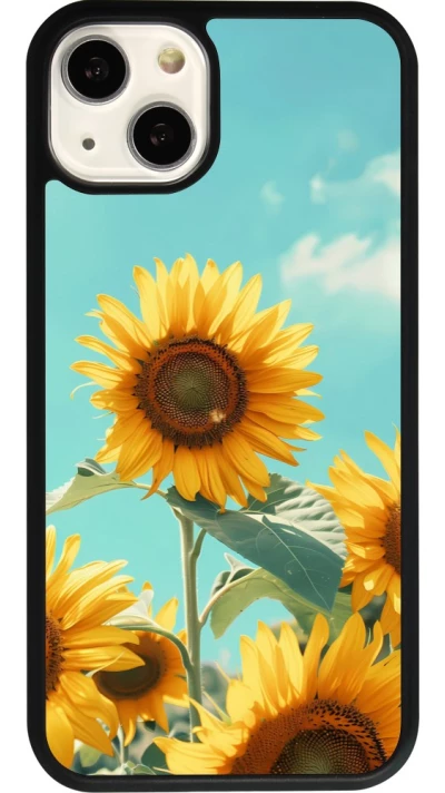 Coque iPhone 13 - Silicone rigide noir Sunflowers Summer 2026