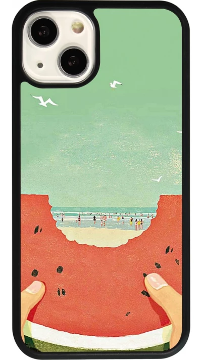 Coque iPhone 13 - Silicone rigide noir Views through a watermelon Summer 2026
