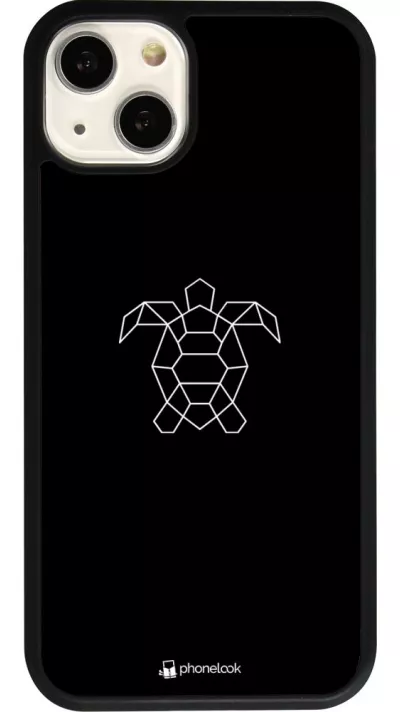 Coque iPhone 13 - Silicone rigide noir Turtles lines on black