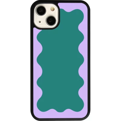 iPhone 13 Case Hülle - Silikon schwarz Wavy Rectangle Green Purple