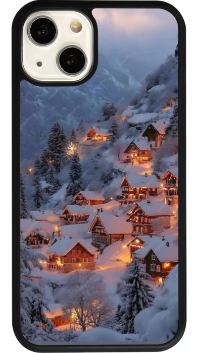 iPhone 13 Case Hülle - Silikon schwarz Winter 25 Winter snowy village