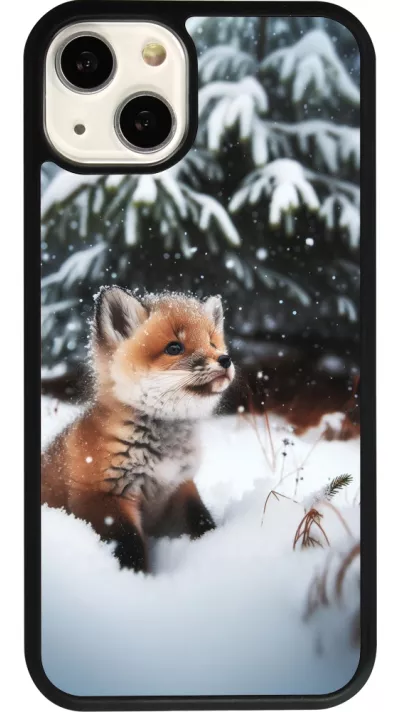 iPhone 13 Case Hülle - Silikon schwarz Weihnachten 2023 Fuechslein Tanne