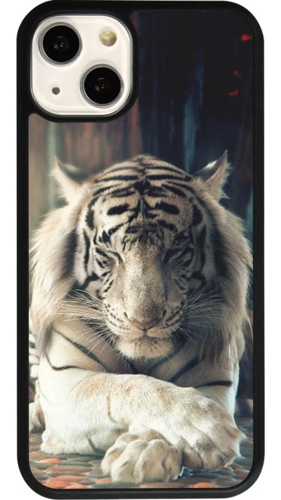 Coque iPhone 13 - Silicone rigide noir Zen Tiger