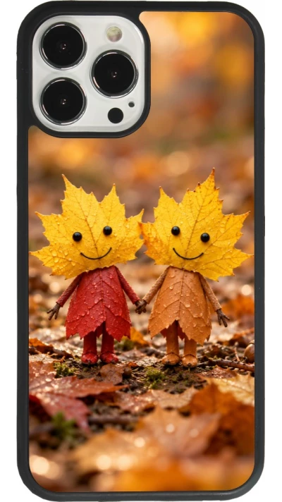 Coque iPhone 13 Pro Max - Silicone rigide noir Autumn 26 Couple of leaves