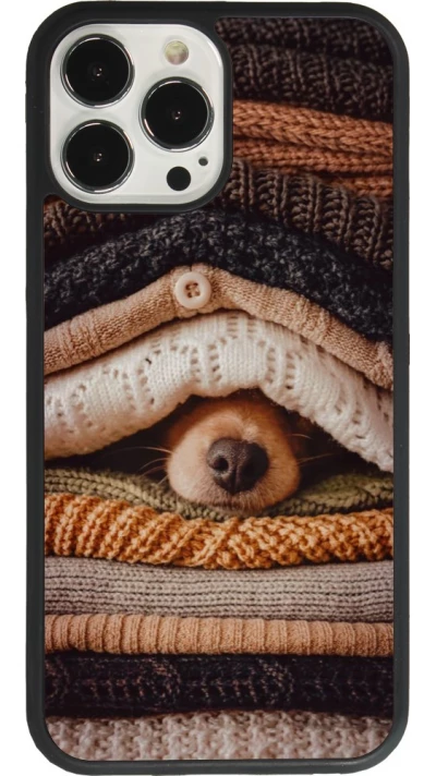 Coque iPhone 13 Pro Max - Silicone rigide noir Autumn 26 Dog under the covers