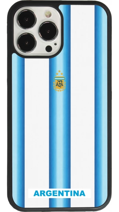Coque iPhone 13 Pro Max - Silicone rigide noir Maillot de football Argentine 2026 personnalisable