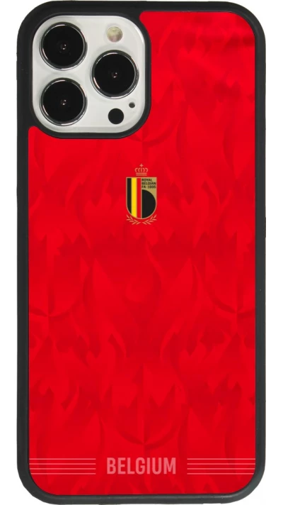 Coque iPhone 13 Pro Max - Silicone rigide noir Maillot de football Belgique 2026 personnalisable