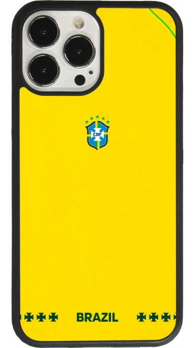 Coque iPhone 13 Pro Max - Silicone rigide noir Maillot de football Bresil 2026 personnalisable