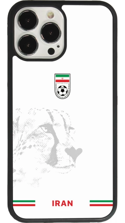 Coque iPhone 13 Pro Max - Silicone rigide noir Maillot de football Iran 2026 personnalisable