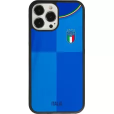 Coque iPhone 13 Pro Max - Silicone rigide noir Maillot de football Italie 2022 personnalisable