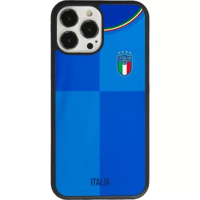 Coque iPhone 13 Pro Max - Silicone rigide noir Maillot de football Italie 2022 personnalisable
