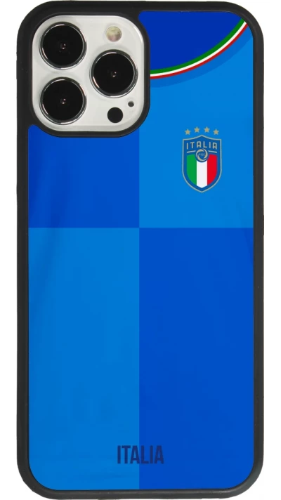 Coque iPhone 13 Pro Max - Silicone rigide noir Maillot de football Italie 2022 personnalisable