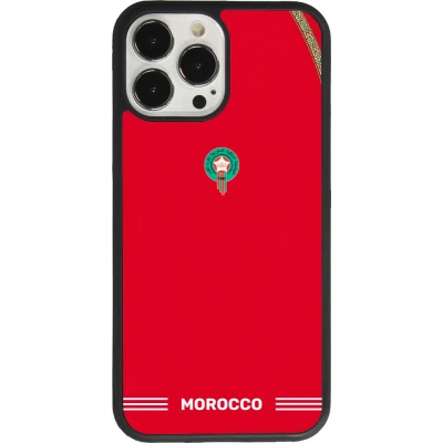 Coque iPhone 13 Pro Max - Silicone rigide noir Maillot de football Maroc 2026 personnalisable