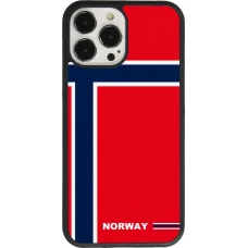 Coque iPhone 13 Pro Max - Silicone rigide noir Maillot de football Norvège 2026 personnalisable