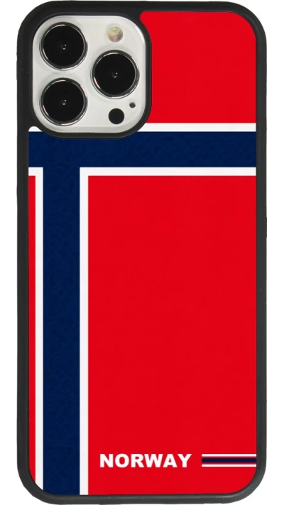 Coque iPhone 13 Pro Max - Silicone rigide noir Maillot de football Norvège 2026 personnalisable