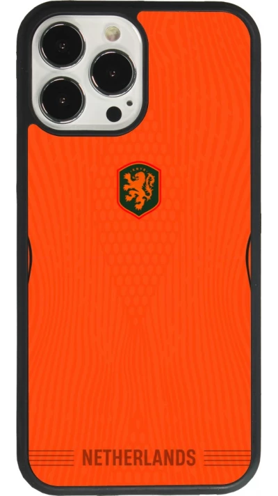 Coque iPhone 13 Pro Max - Silicone rigide noir Maillot de football Pays-Bas 2026 personnalisable