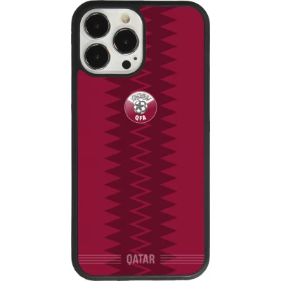 Coque iPhone 13 Pro Max - Silicone rigide noir Maillot de football Qatar 2026 personnalisable