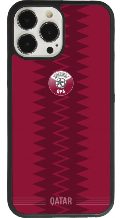 Coque iPhone 13 Pro Max - Silicone rigide noir Maillot de football Qatar 2026 personnalisable