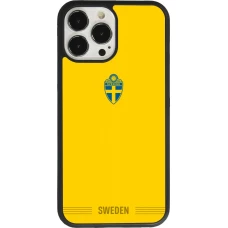 Coque iPhone 13 Pro Max - Silicone rigide noir Maillot de football Suède 2026 personnalisable