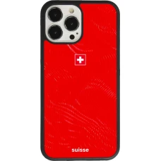 Coque iPhone 13 Pro Max - Silicone rigide noir Maillot de football Suisse 2026 personnalisable