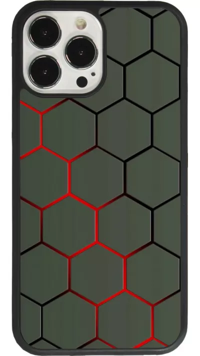 iPhone 13 Pro Max Case Hülle - Silikon schwarz Geometric Line red