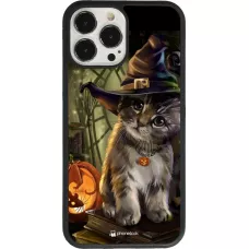 Coque iPhone 13 Pro Max - Silicone rigide noir Halloween 21 Witch cat