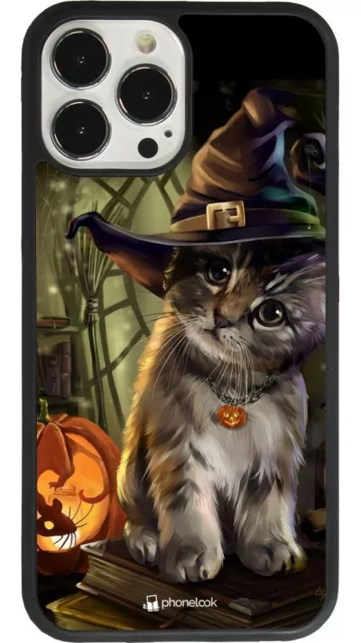 Coque iPhone 13 Pro Max - Silicone rigide noir Halloween 21 Witch cat