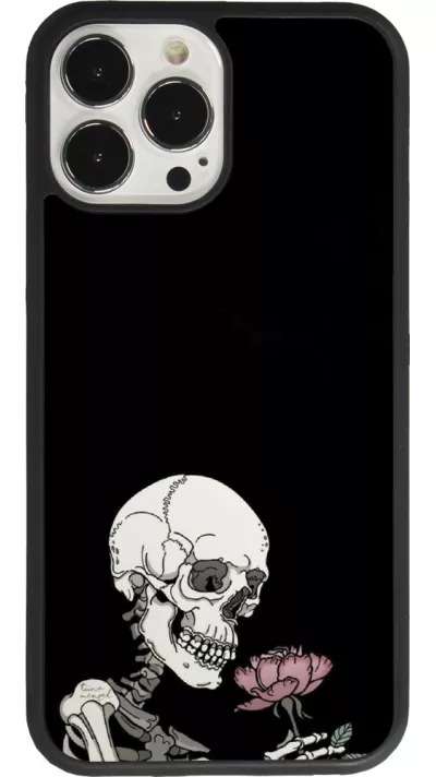Coque iPhone 13 Pro Max - Silicone rigide noir Halloween 2023 rose and skeleton