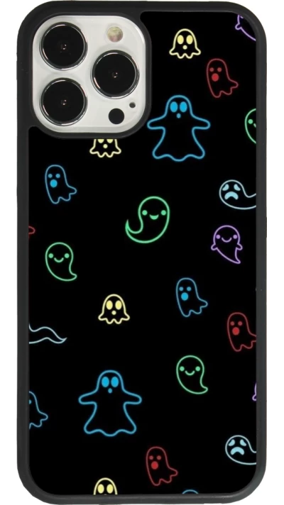 Coque iPhone 13 Pro Max - Silicone rigide noir Halloween 2024 colorful ghosts