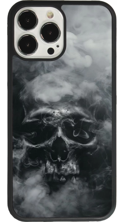Coque iPhone 13 Pro Max - Silicone rigide noir Halloween 2024 smoky skull