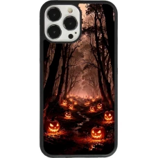 Coque iPhone 13 Pro Max - Silicone rigide noir Halloween 2025 Road of Terrifying Pumpkins