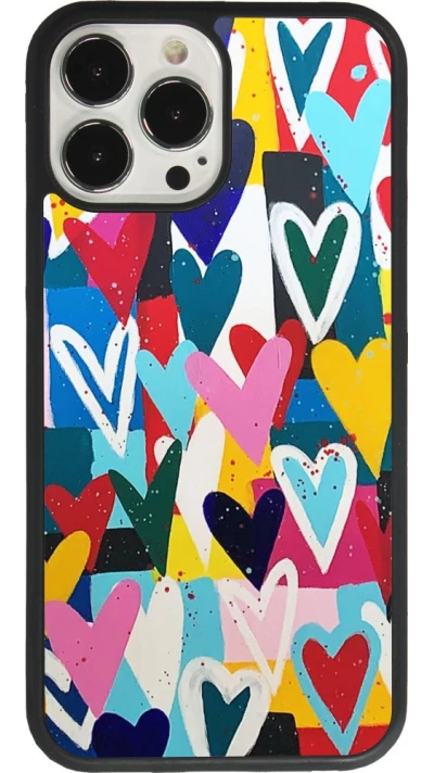 Coque iPhone 13 Pro Max - Silicone rigide noir Joyful Hearts