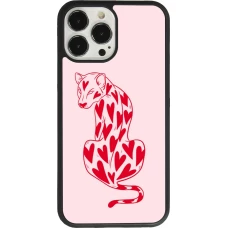 Coque iPhone 13 Pro Max - Silicone rigide noir Leopard with hearts 2026
