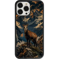 Coque iPhone 13 Pro Max - Silicone rigide noir Linocut Chamois