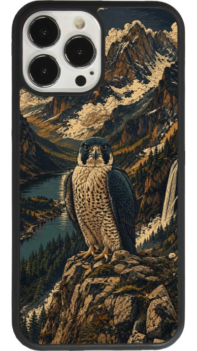 Coque iPhone 13 Pro Max - Silicone rigide noir Linocut Faucun pèlerin